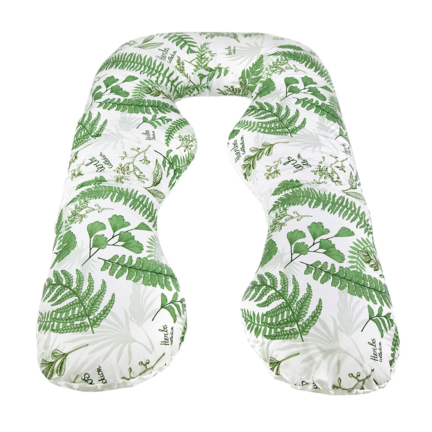 Подушка для беременных Amarobaby Mild Design Edition Зеленые листья анатомическая Белый-Зеленый