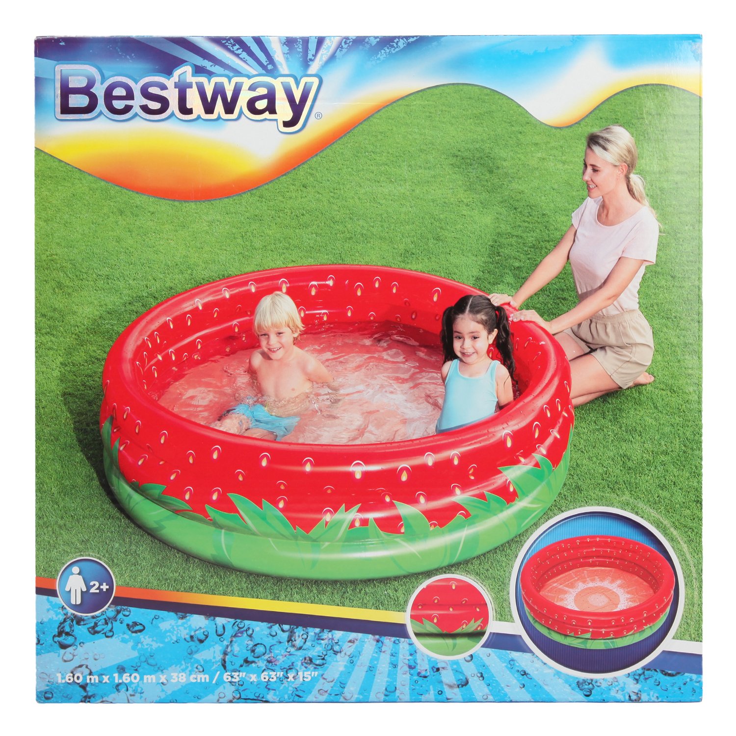 Детский бассейн Bestway Sweet Strawberry 51145 160х38 см зеленый/красный