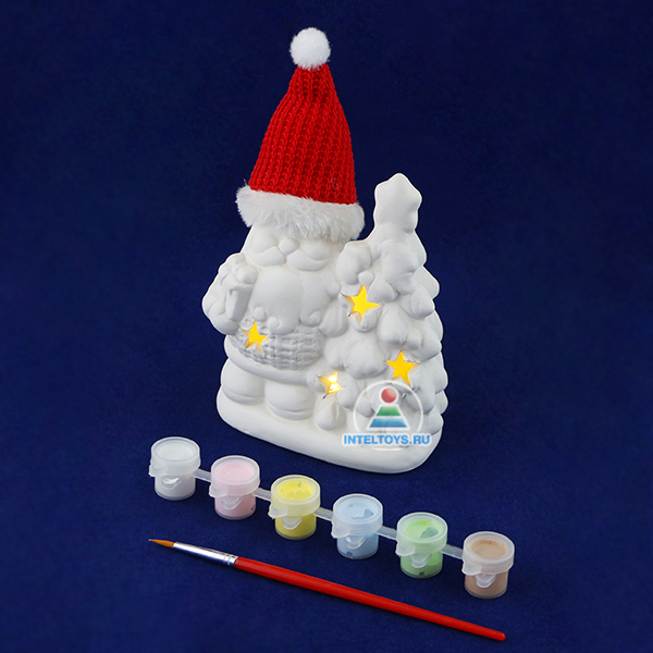 Набор для творчества Bondibon"Новогодние украшения" сувенир Дед Мороз с подсветкой LED, ВВ1597