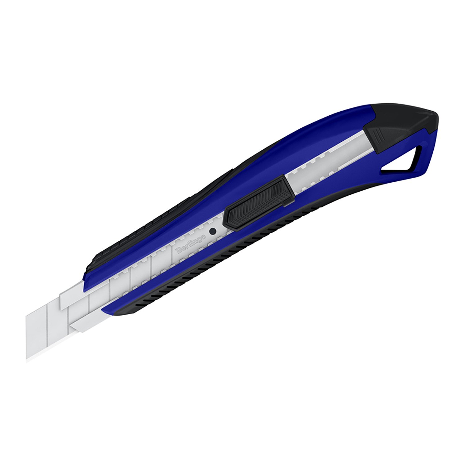 Нож канцелярский BERLINGO Razzor 18 мм 300 auto-lock мягкие вставки синий европодвес