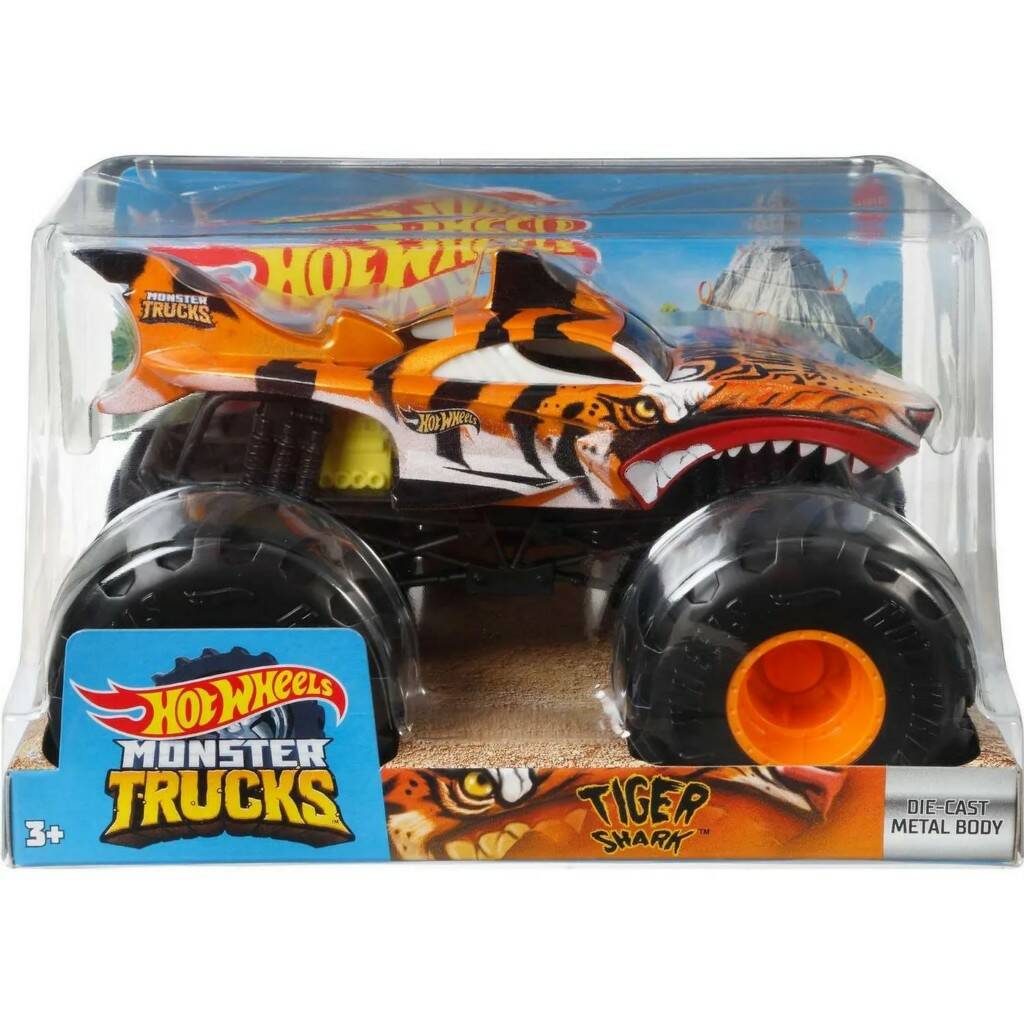 Машинка Hot Wheels Monster Trucks большой Тигровая акула GWL14