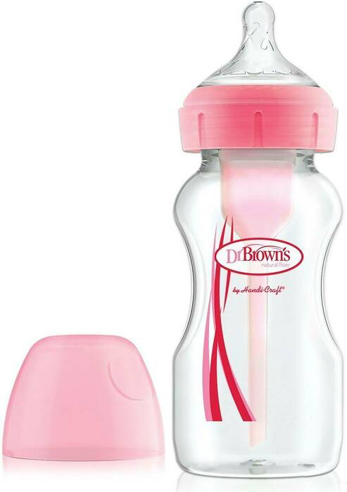 Бутылочка Dr Brown's Options+ антиколиковая широкое горлышко 270мл Розовая