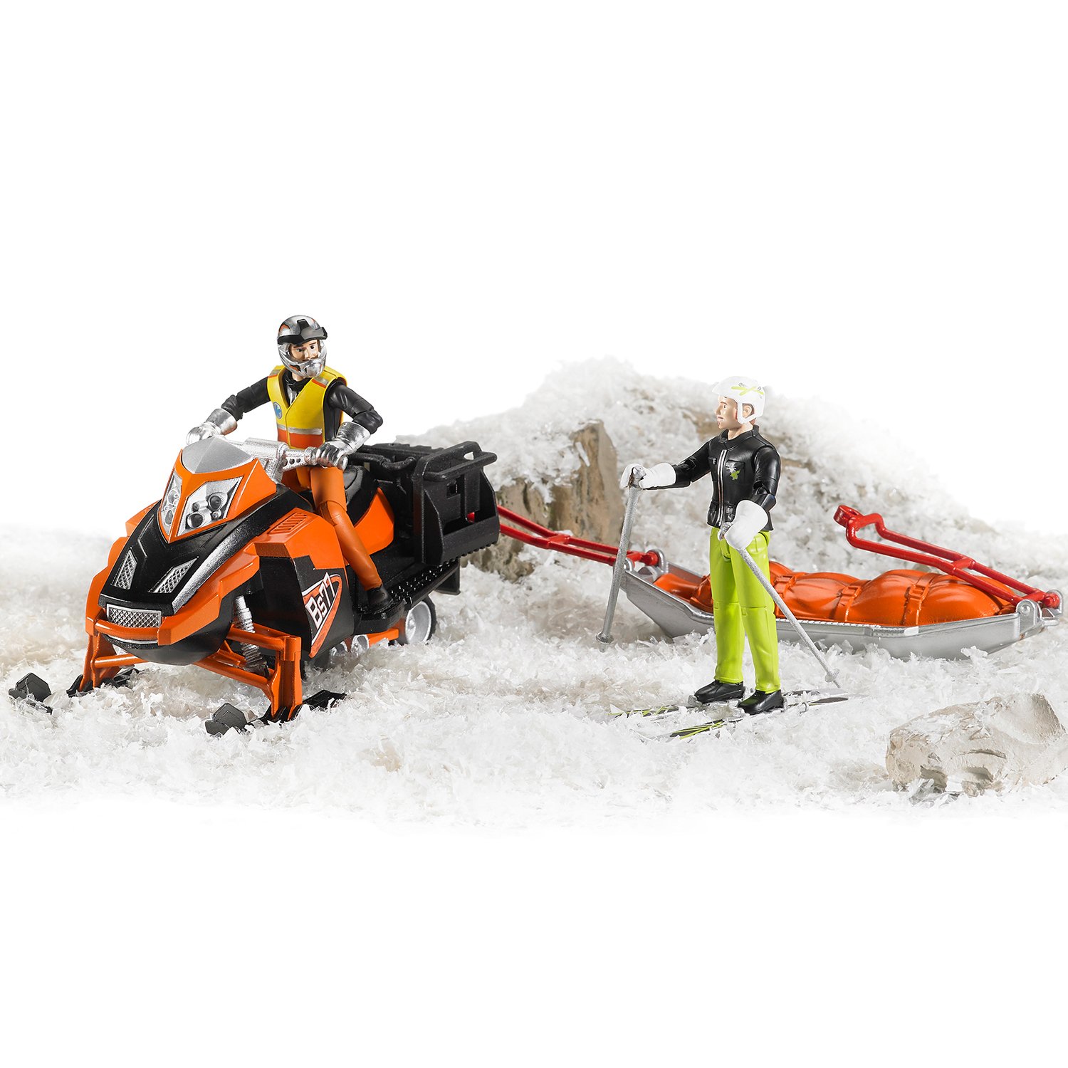 Игровой набор Bruder Снегоход с креплением Акиа, водителем и горнолыжником 63-100