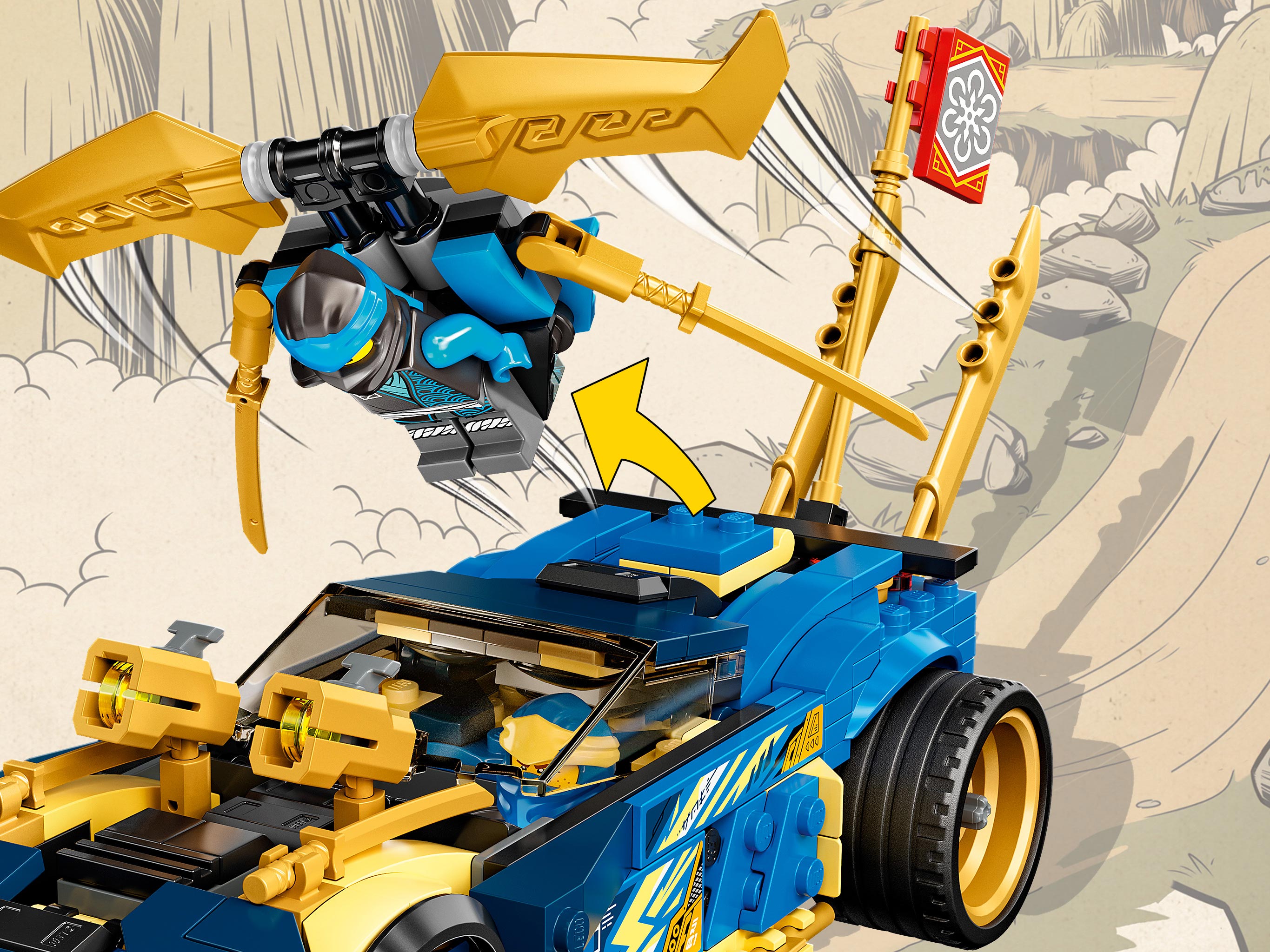 Конструктор Lego Ninjago 71776 Гоночный автомобиль ЭВО Джея и Нии