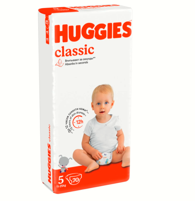 Подгузники Huggies Classic 5 11-25кг 70шт
