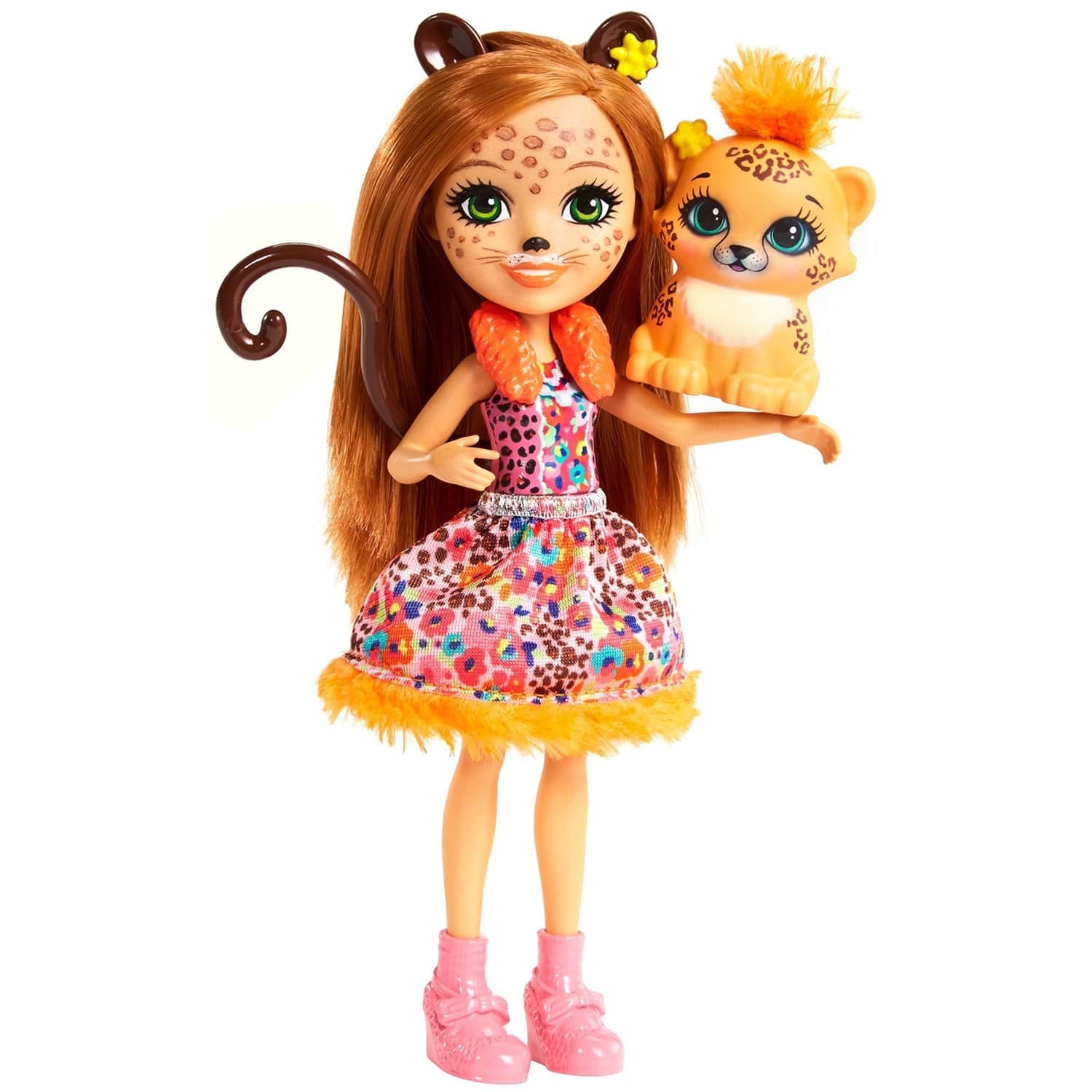 Кукла Enchantimals Чериш Гепарди с любимой зверюшкой, 15 см, FJJ20