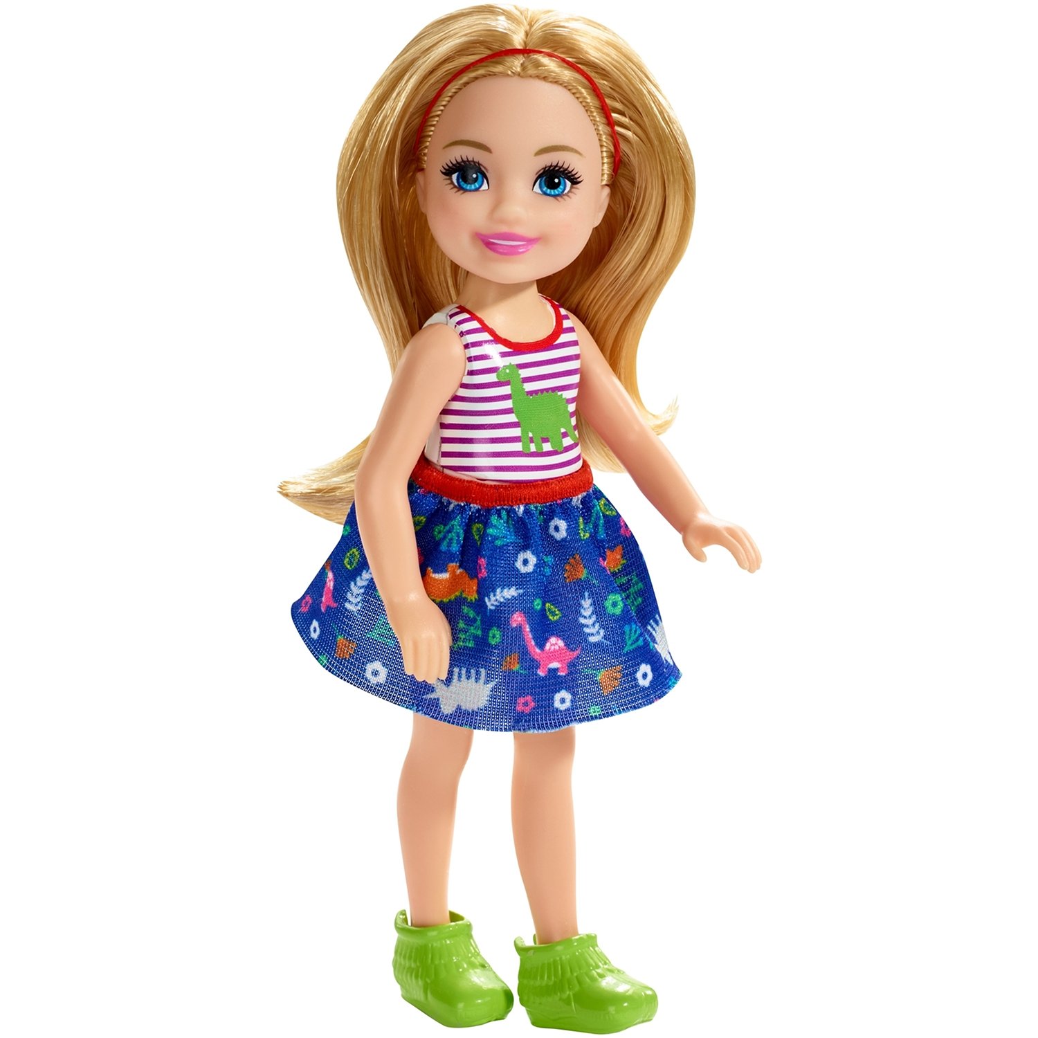Кукла Barbie Челси блондинка в топе с динозавром, 13 см, FXG82