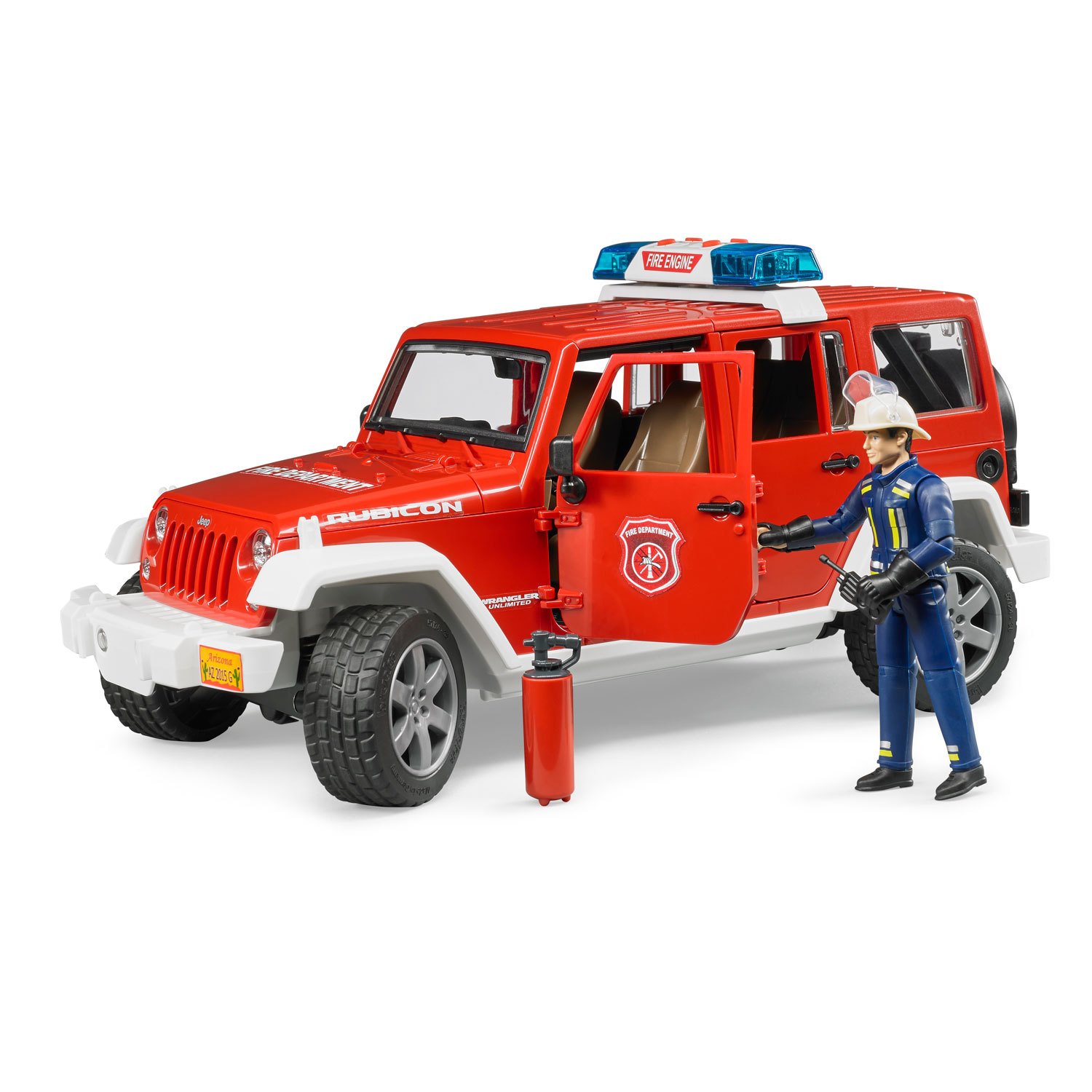 Внедорожник Jeep Wrangler Unlimited Rubicon «Пожарная машина с фигуркой» (02-528) 1:16