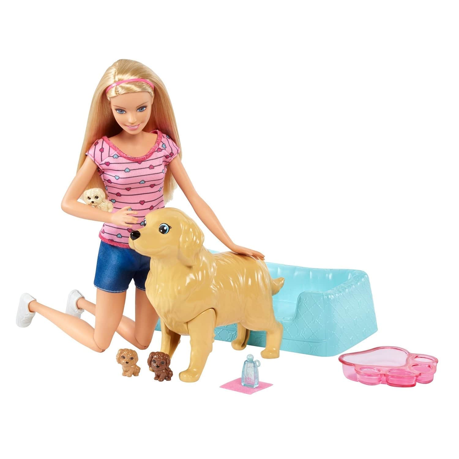 Кукла Barbie и собака с новорожденными щенками, 29 см, FDD43