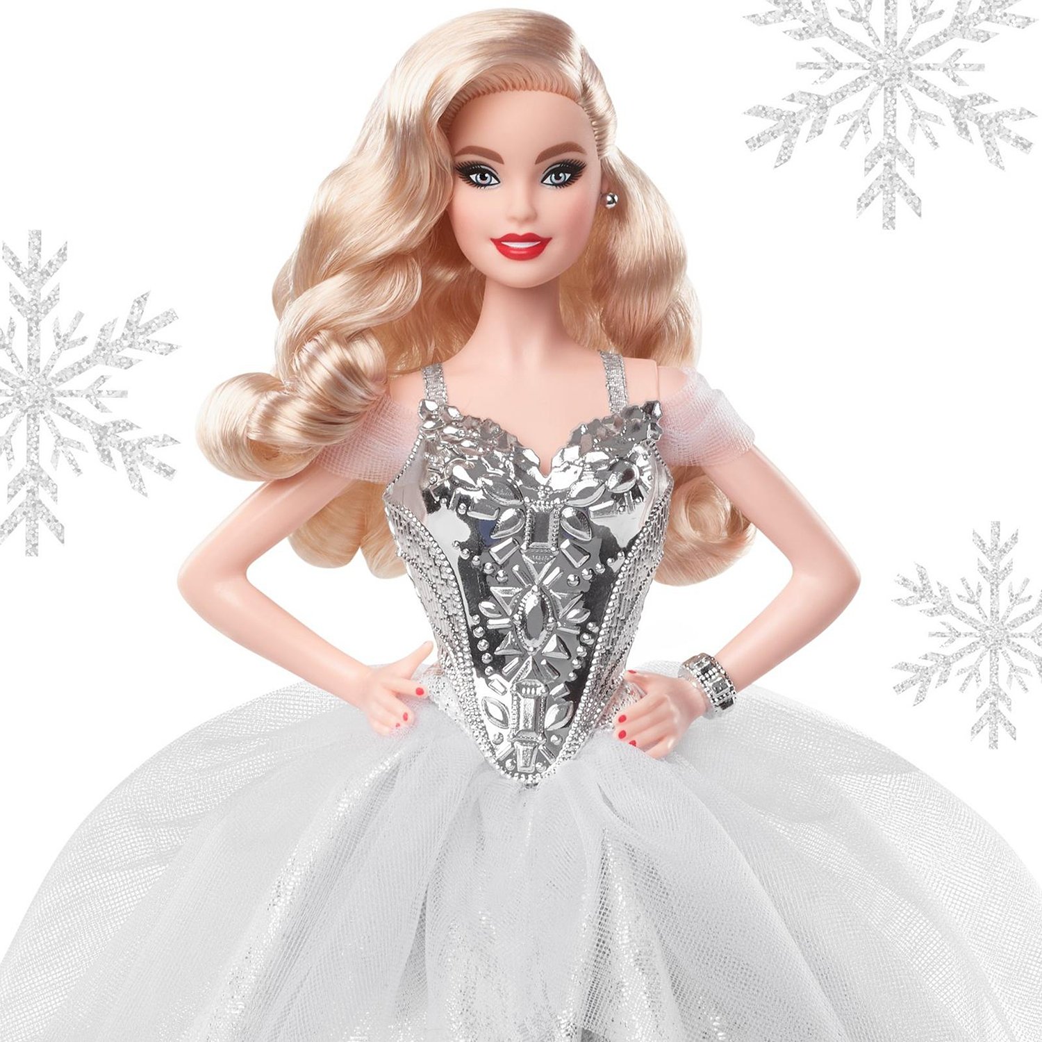 Кукла Barbie Праздник Блондинка в серебряном платье GXL21