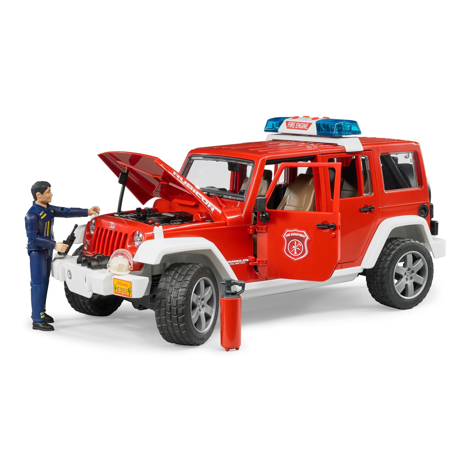 Внедорожник Jeep Wrangler Unlimited Rubicon «Пожарная машина с фигуркой» (02-528) 1:16