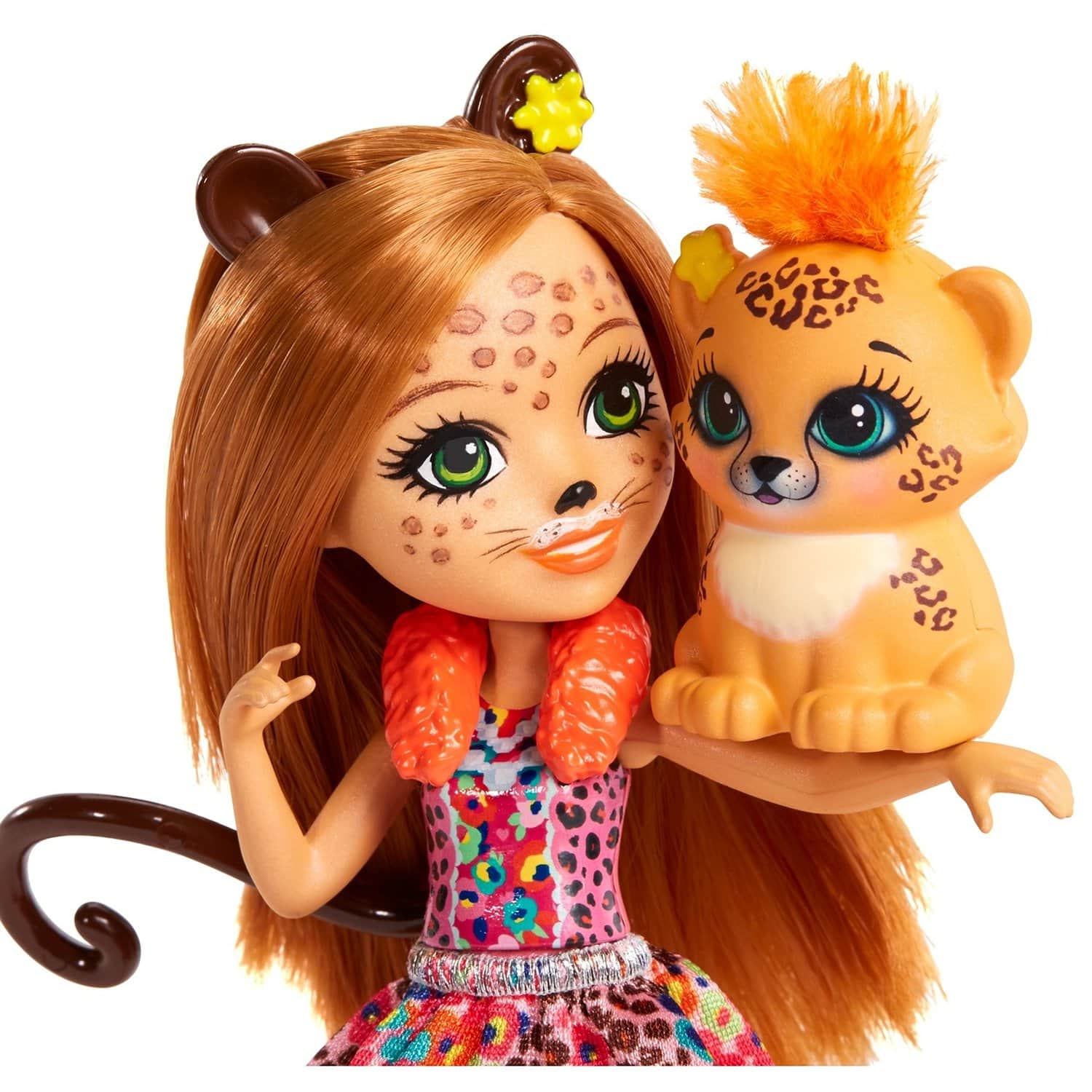 Кукла Enchantimals Чериш Гепарди с любимой зверюшкой, 15 см, FJJ20