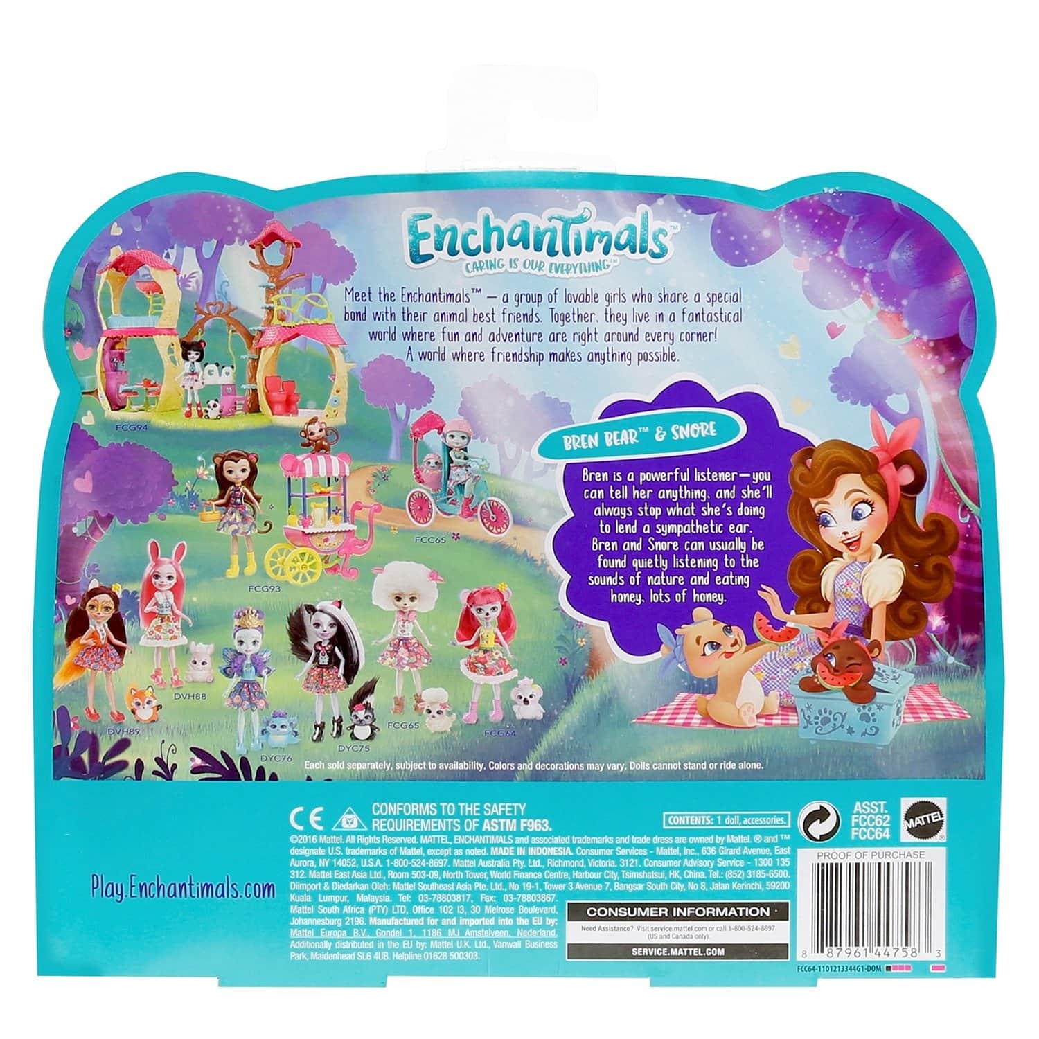Набор с куклой Enchantimals с двумя зверюшками, 15 см, FCC62