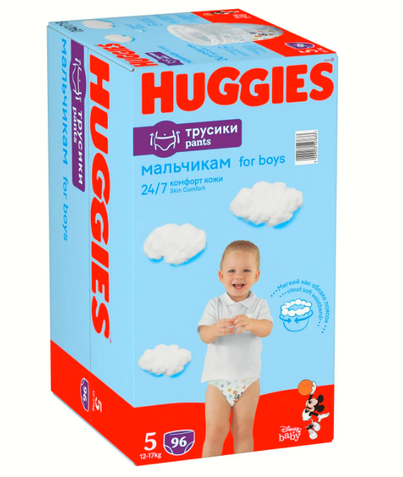 Подгузники-трусики для мальчиков Huggies 5 12-17кг 96шт