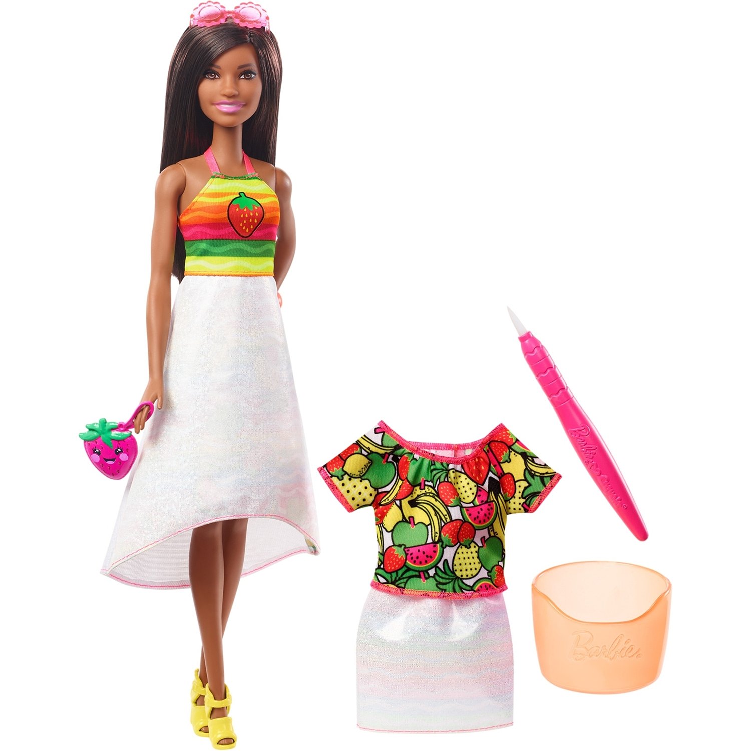 Кукла Barbie Крайола Радужный фруктовый сюрприз Брюнетка, 29 см, GBK19