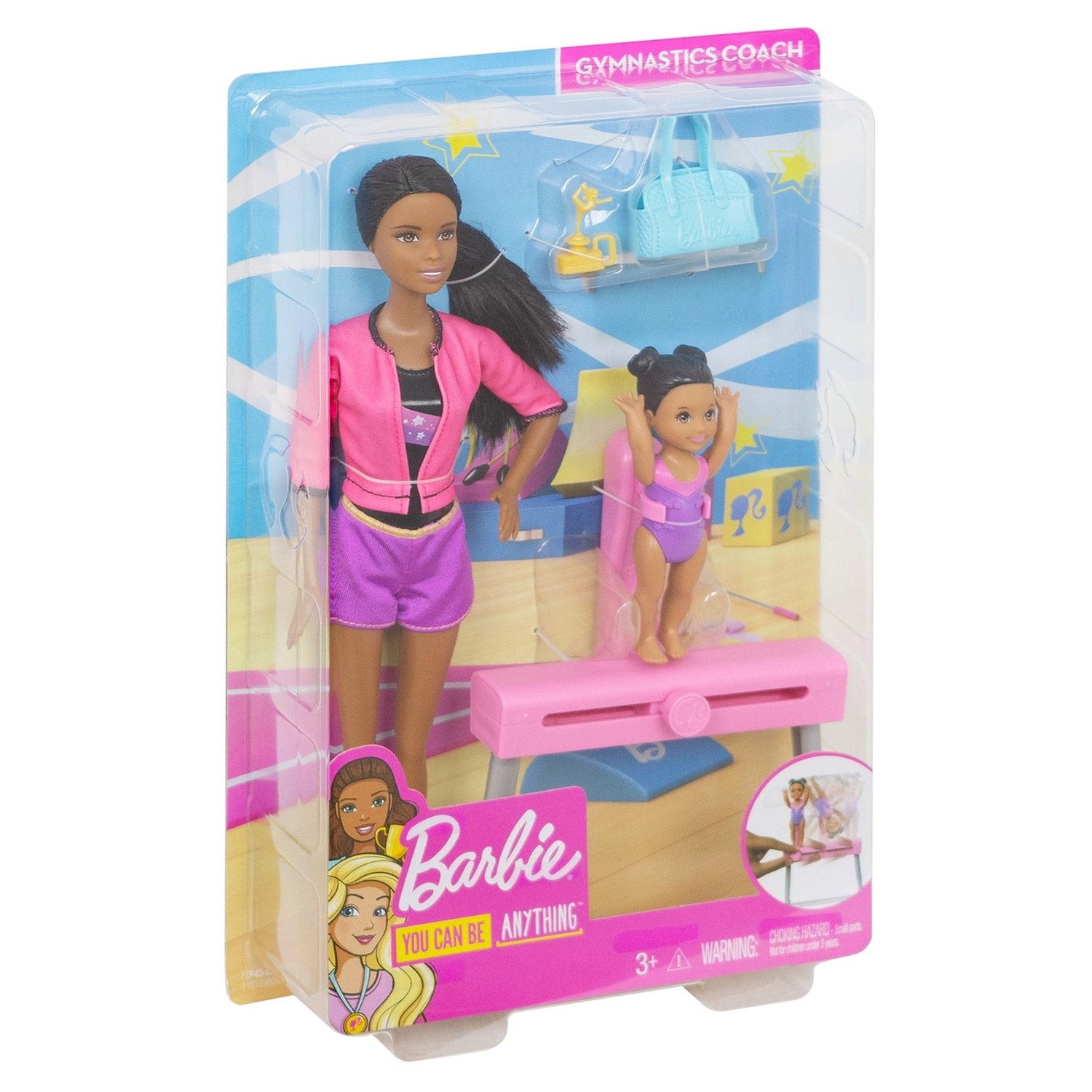 Набор кукол Barbie Спортивная карьера Тренер по гимнастике брюнетка, 28 см и 10 см, FXP40