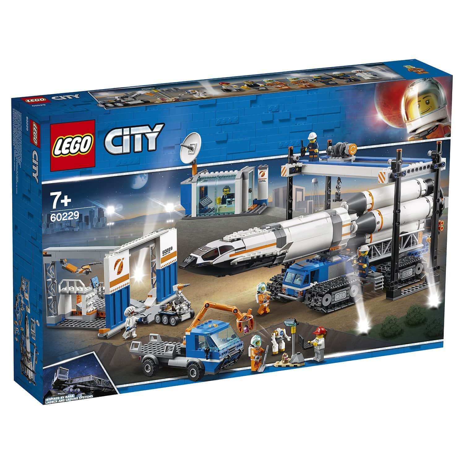 Конструктор LEGO City 60229 Площадка для сборки и транспорт для перевозки ракеты