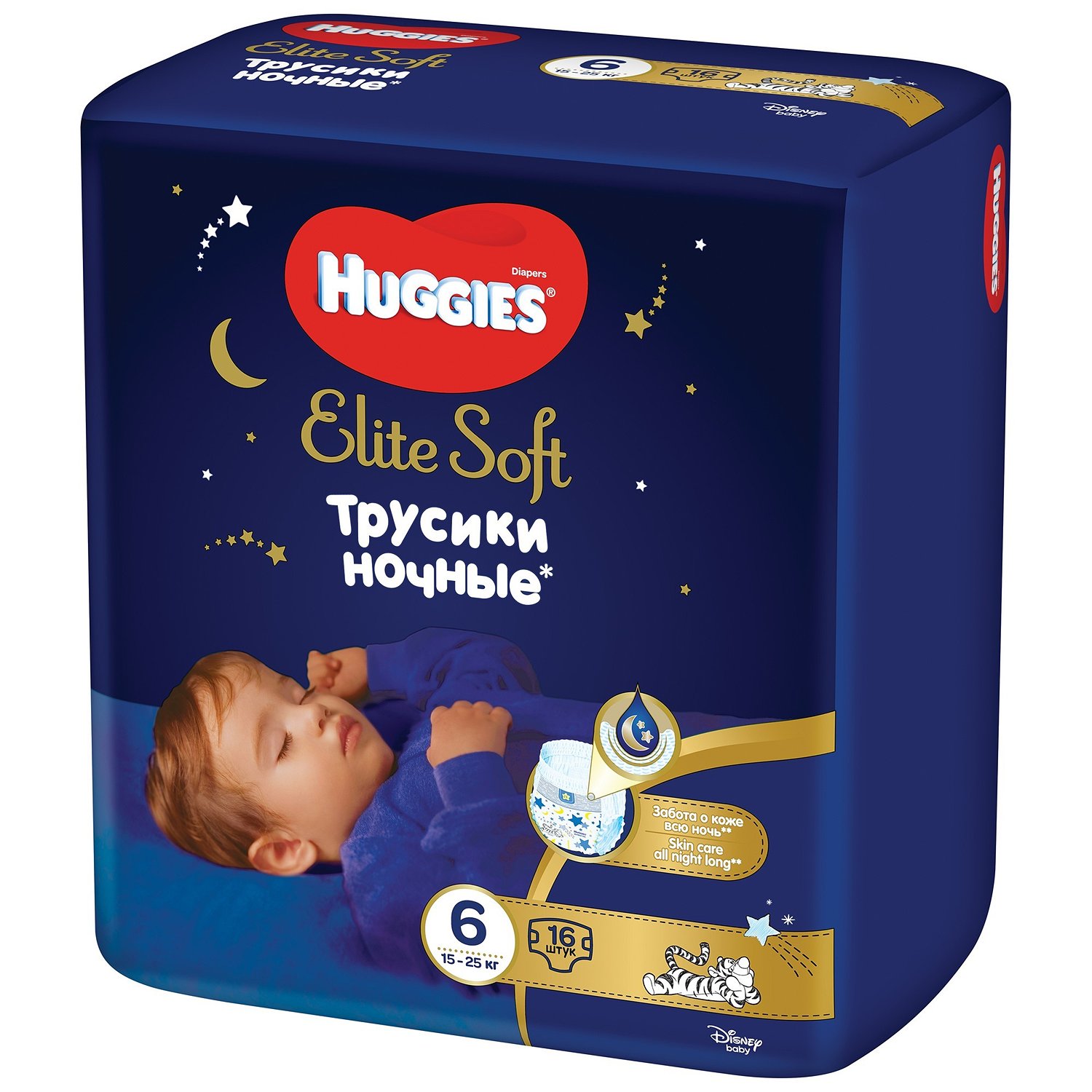 Подгузники-трусики Huggies Elite Soft ночные 6 15-25кг 16шт