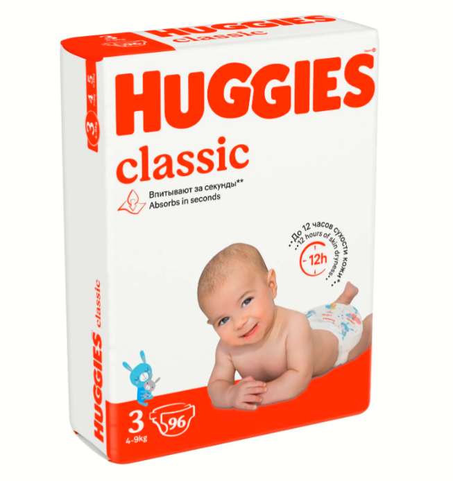Подгузники Huggies Classic 3 4-9кг 96шт