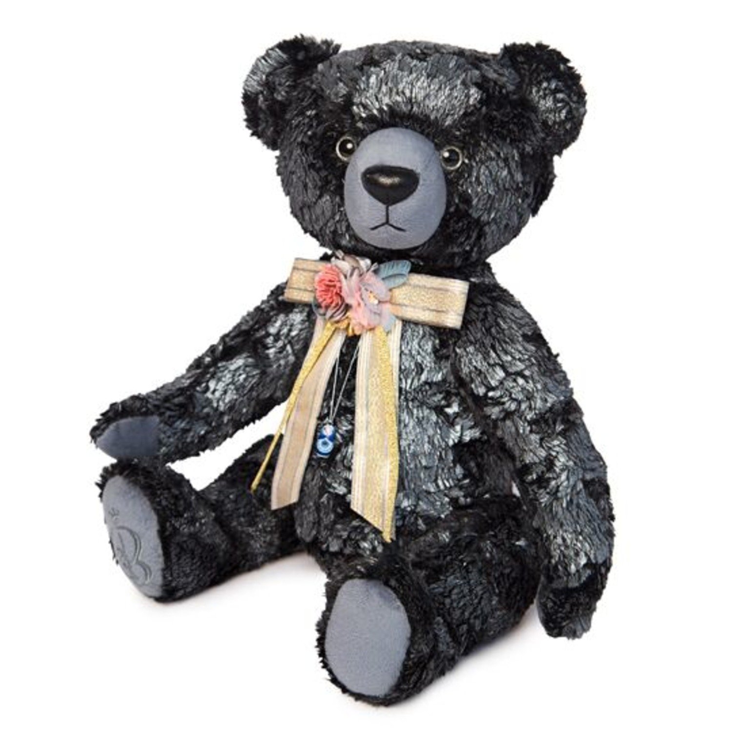 Мягкая игрушка "Медведь БернАрт - серебряный (металлик)", 34 см, BUDI BASA BAs-90