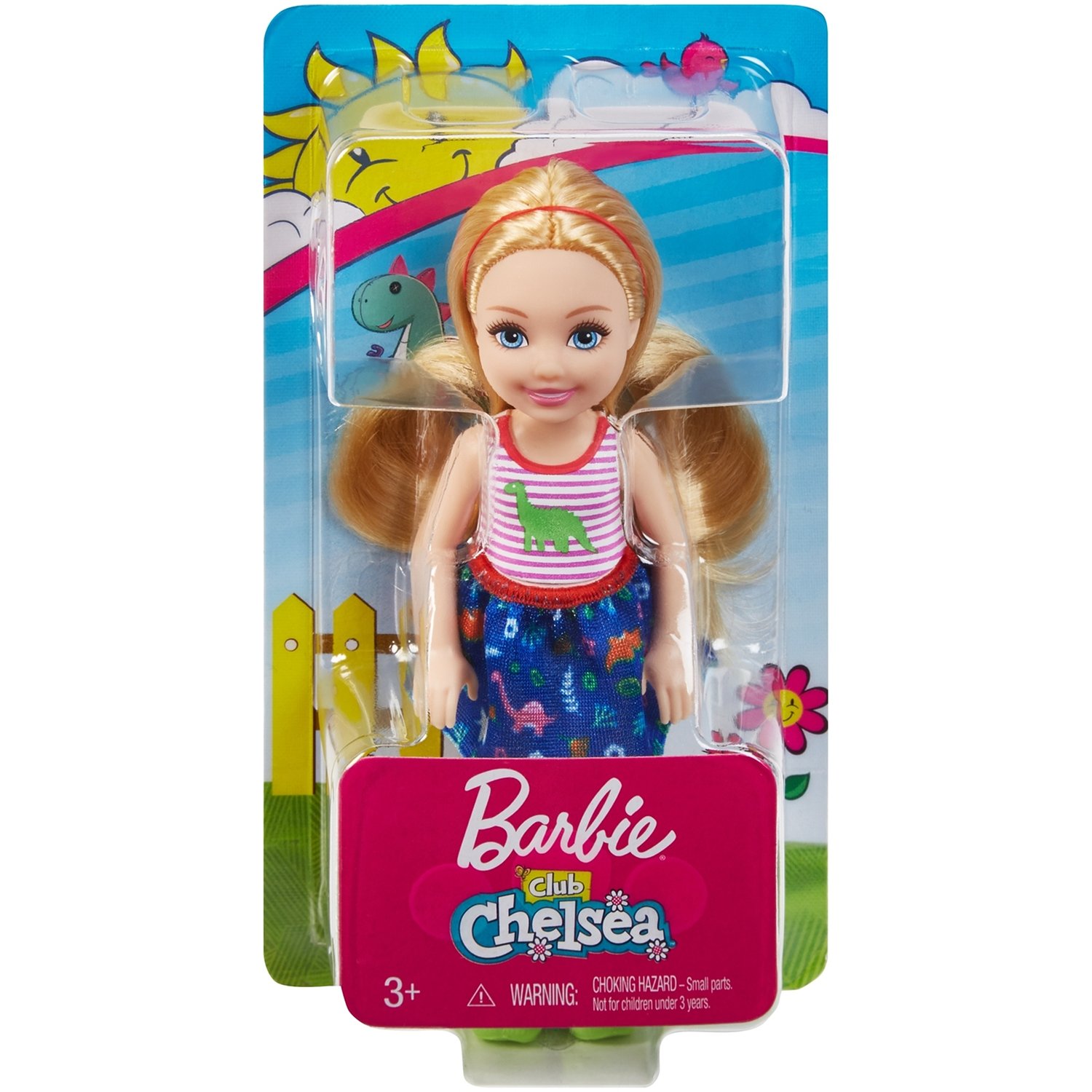 Кукла Barbie Челси блондинка в топе с динозавром, 13 см, FXG82