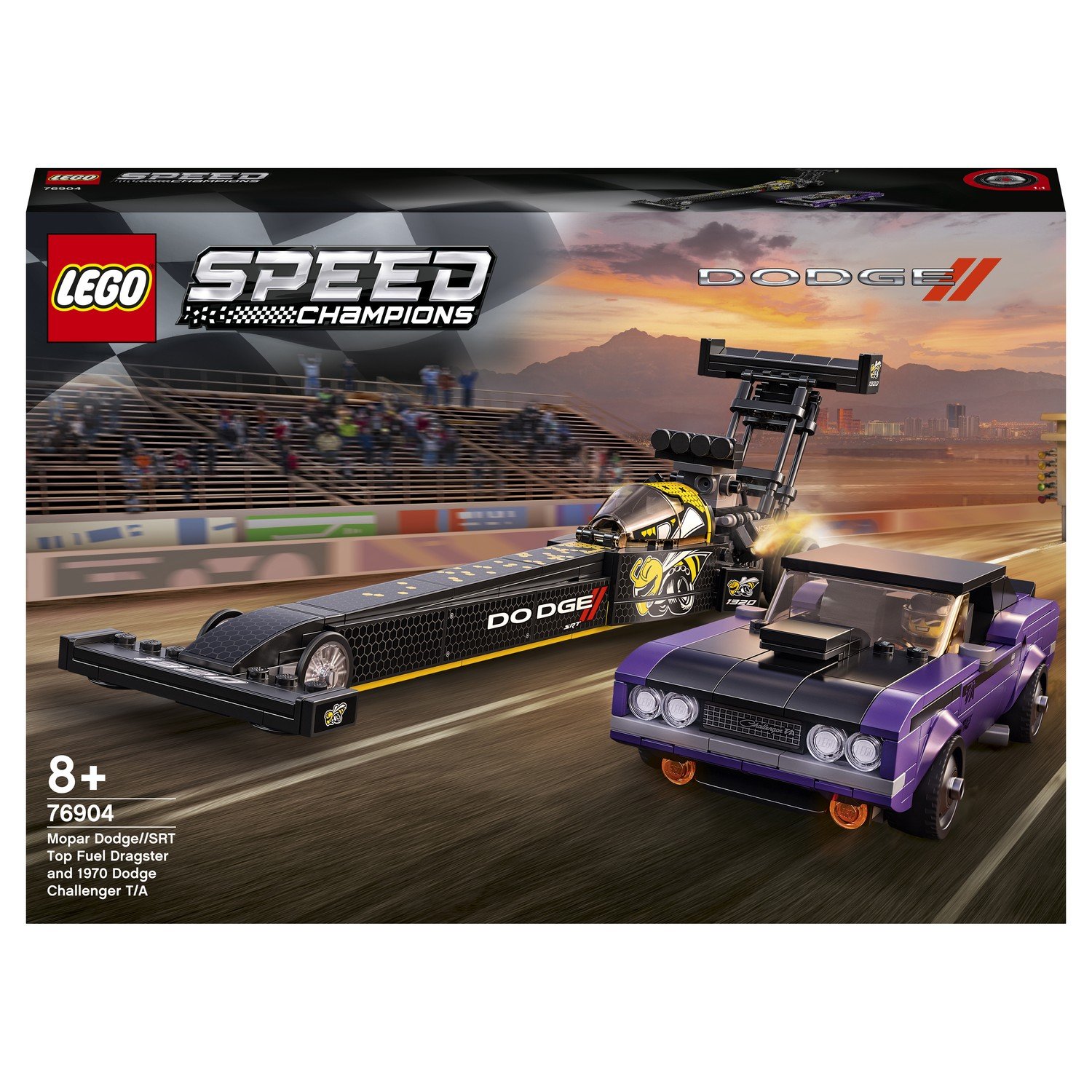 Конструктор LEGO Speed Champions 76904 Mopar Dodge SRT Top Fuel Dragster и 1970 Dodge Chal