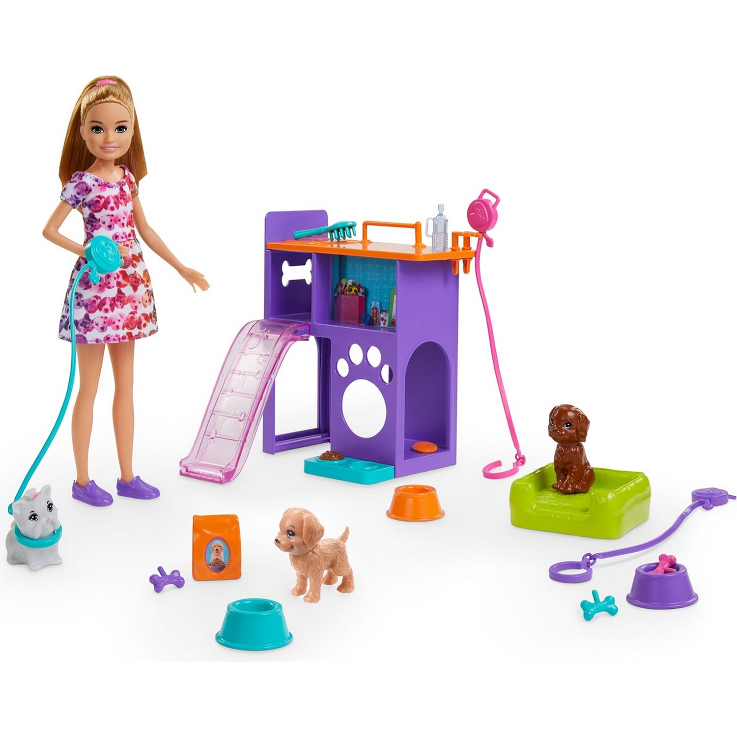 Кукла Barbie Стейси с щенками на площадке, GFF48
