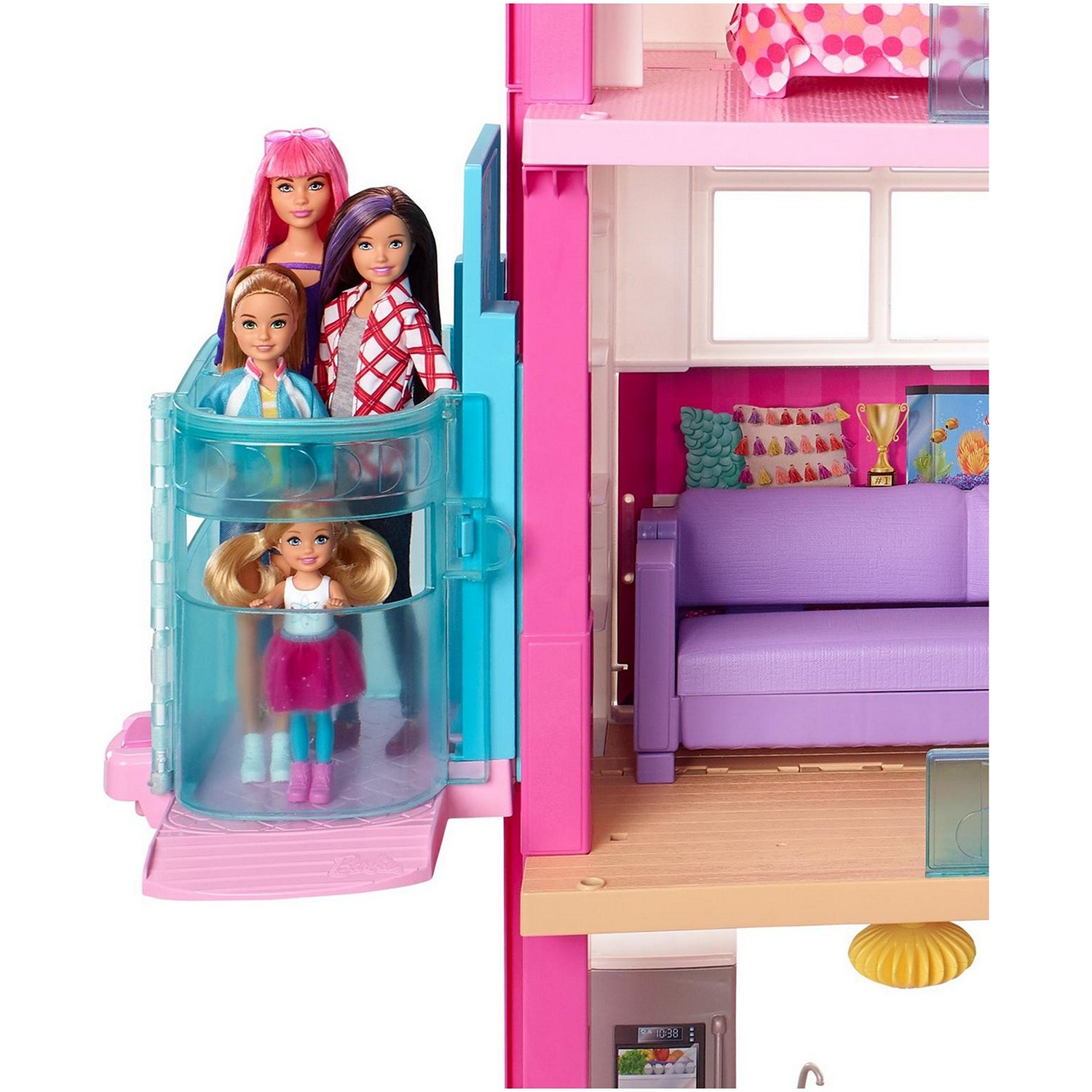 Barbie дом мечты трехэтажный с лифтом и мебелью gnh53