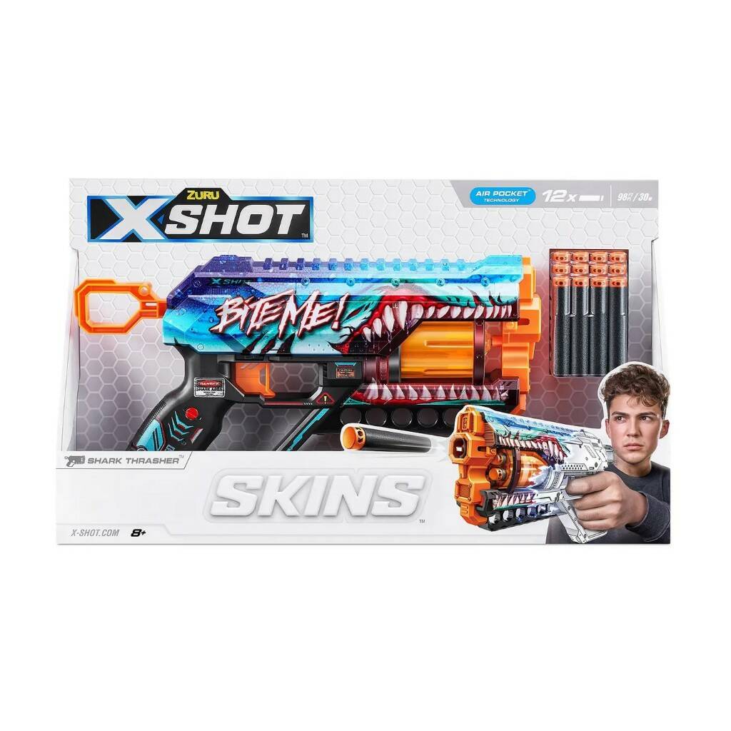 Бластер X-Shot Скинс Грифер Акула 36561B X-SHOT