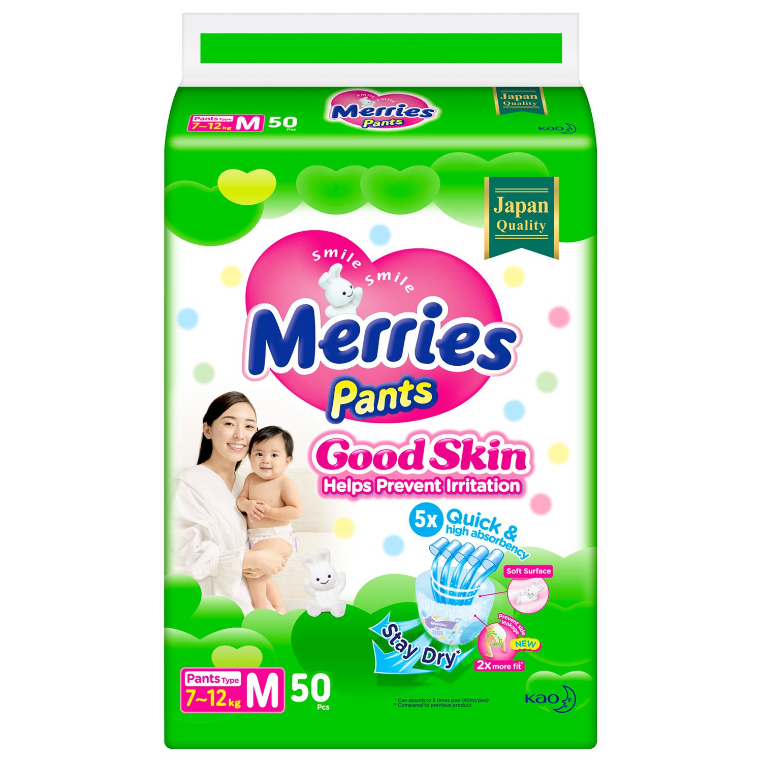 Трусики Merries Good Skin M 7-12кг 50шт