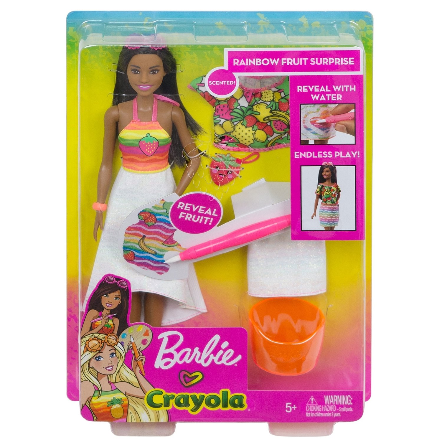 Кукла Barbie Крайола Радужный фруктовый сюрприз Брюнетка, 29 см, GBK19