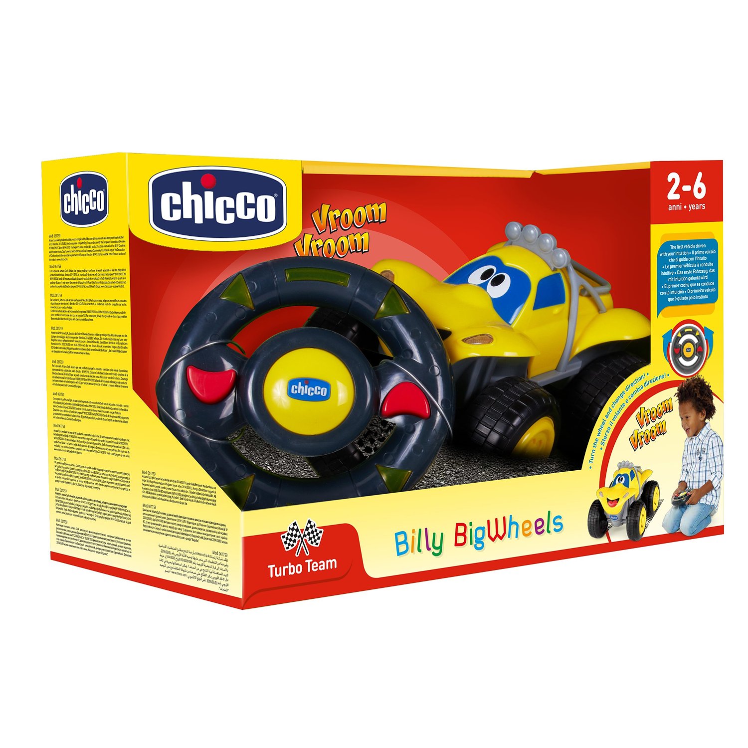 Машинка Chicco Билли-большие колеса желтая 61759