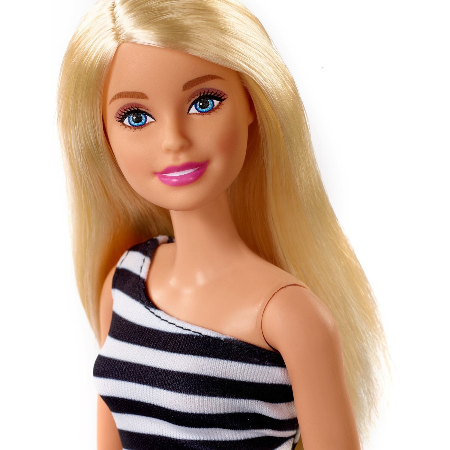 Кукла Barbie Сияние моды Блондинка в полосатом черно-белом платье, 29 см, FXL68