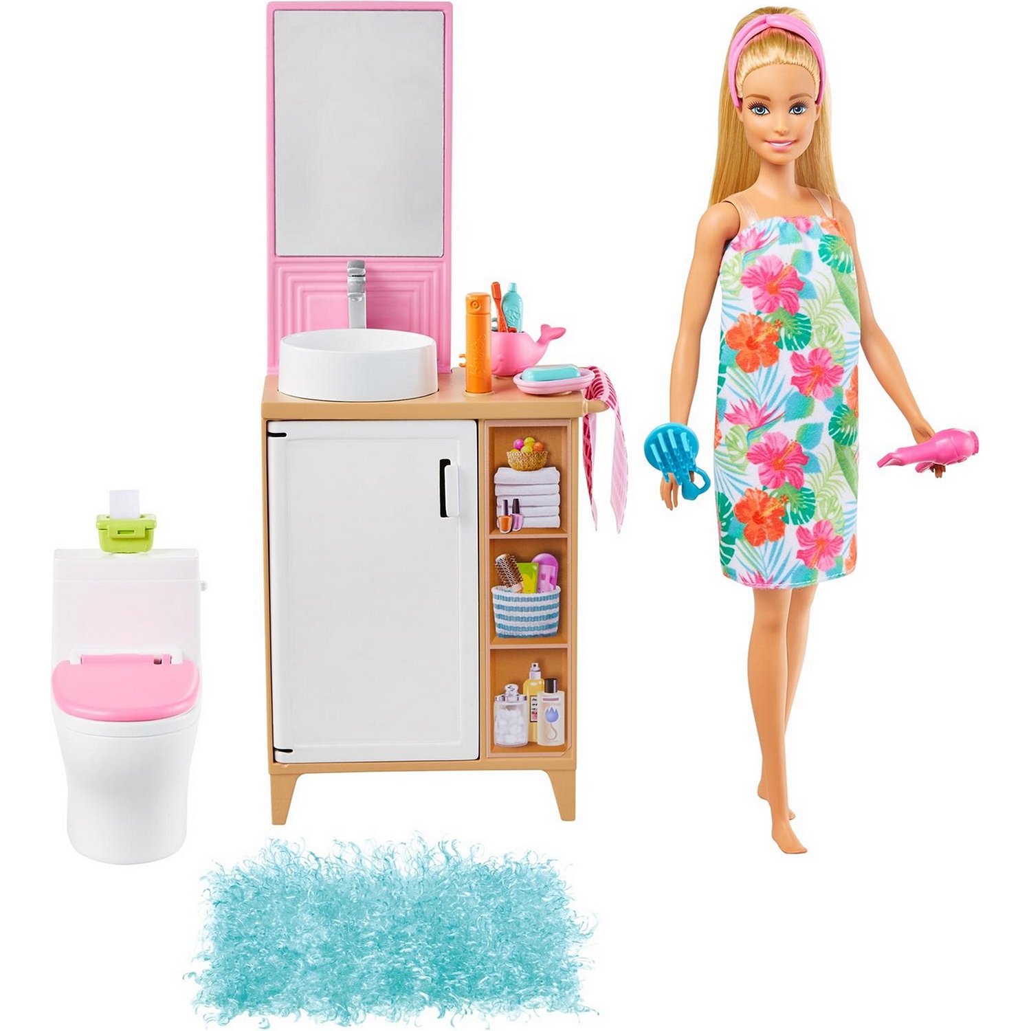 Кукла Barbie с аксессуарами В ванной комнате, GRG87