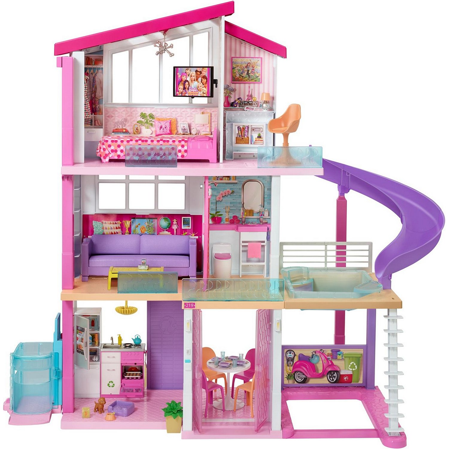 Набор Barbie Дом мечты 3 этажный с лифтом и мебелью GNH53