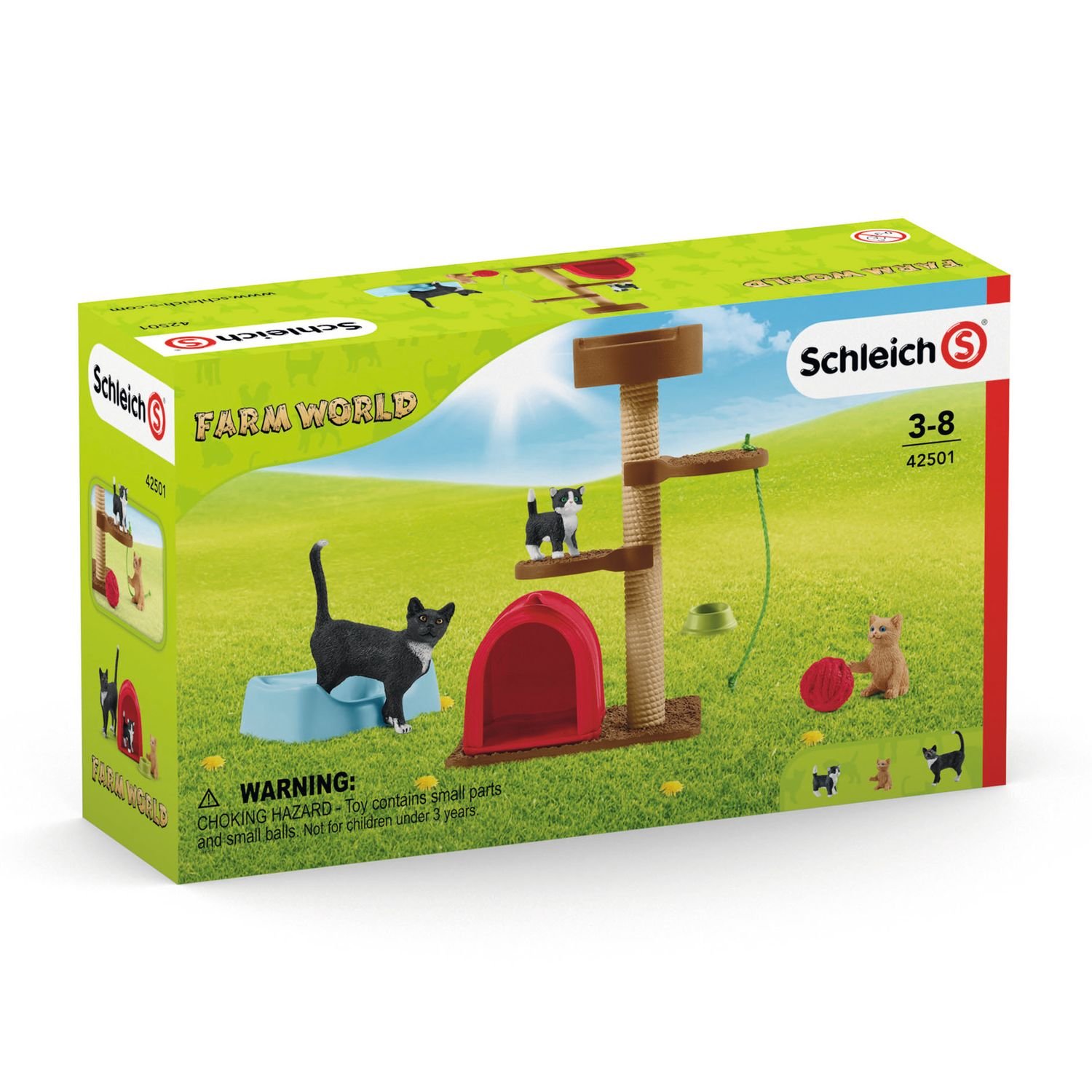 Набор SCHLEICH Игровой комплекс для кошки и котят 9предметов 42501
