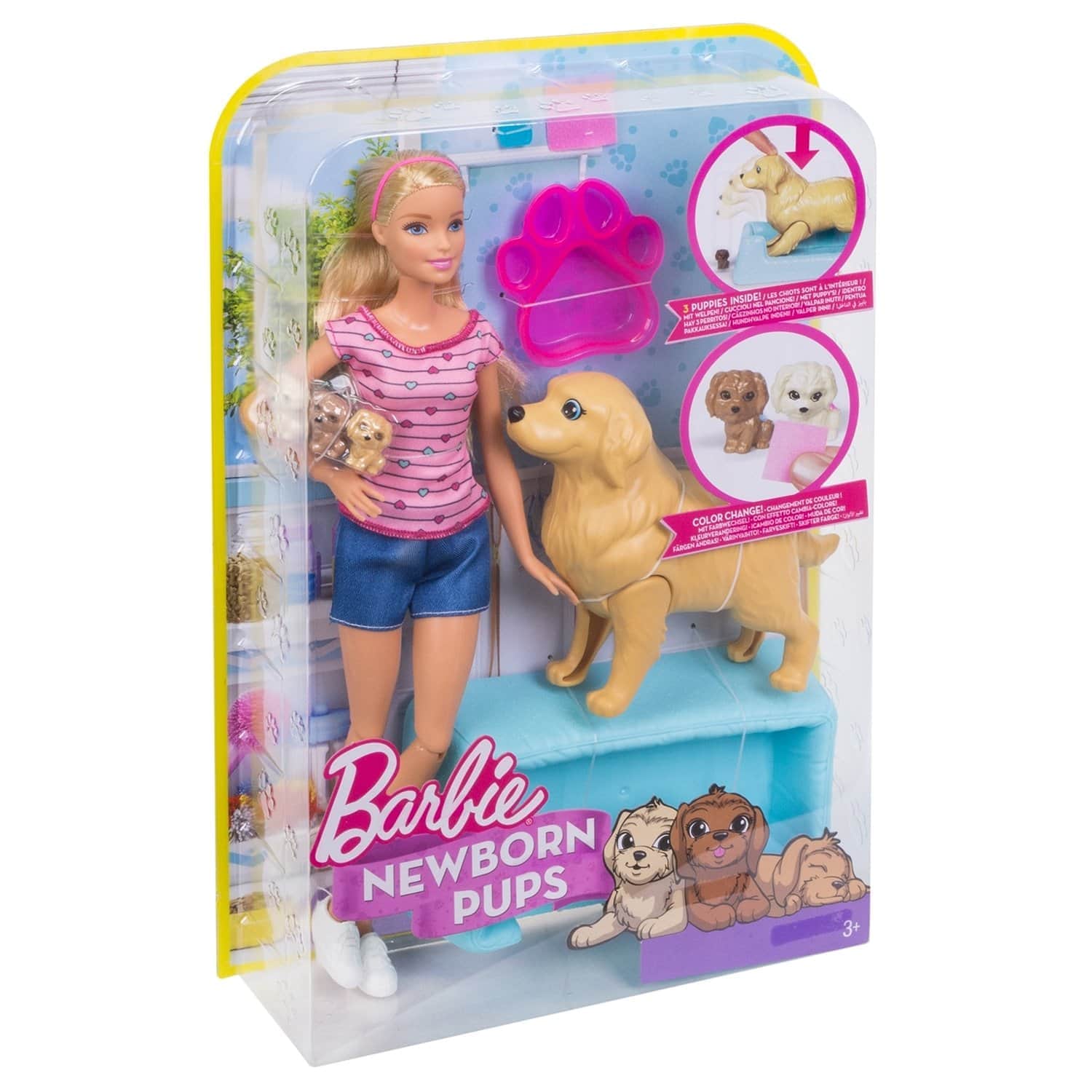 Кукла Barbie и собака с новорожденными щенками, 29 см, FDD43