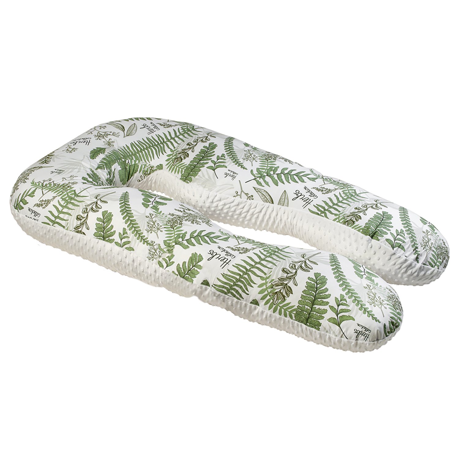 Подушка для беременных Amarobaby Mild Design Edition Зеленые листья анатомическая Белый-Зеленый