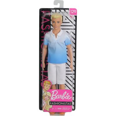 Кукла Barbie Игра с модой Кен в белых шортах и голубой рубашке, 30 см, GDV12
