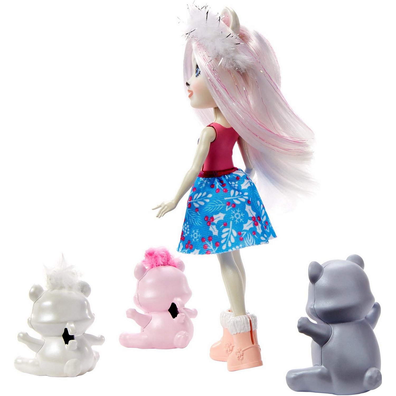 Кукла со зверюшками Enchantimals Пристина Полярная Миша с семьей GJX47