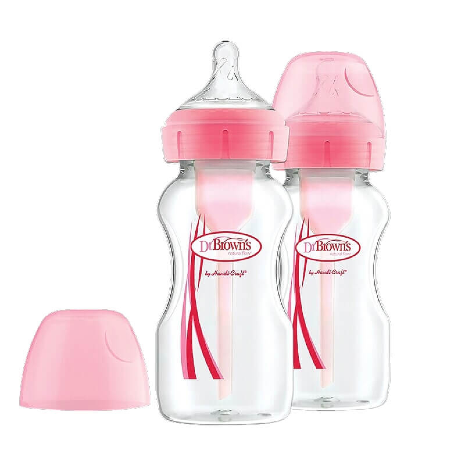 Набор бутылочек Dr Brown's Options+ антиколиковые широкое горлышко 270мл 2шт Розовый