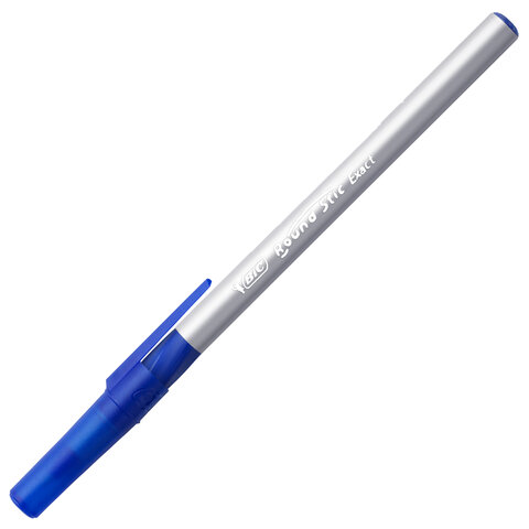 Ручка шариковая с грипом BIC "Round Stic Exact", СИНЯЯ, корпус серый, узел 0,7 мм, линия письма 0,28 мм
