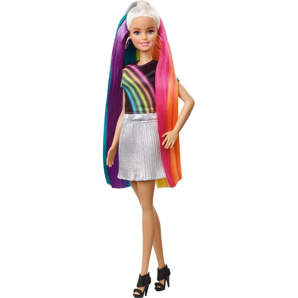 Кукла Barbie с радужной мерцающей прической, FXN96