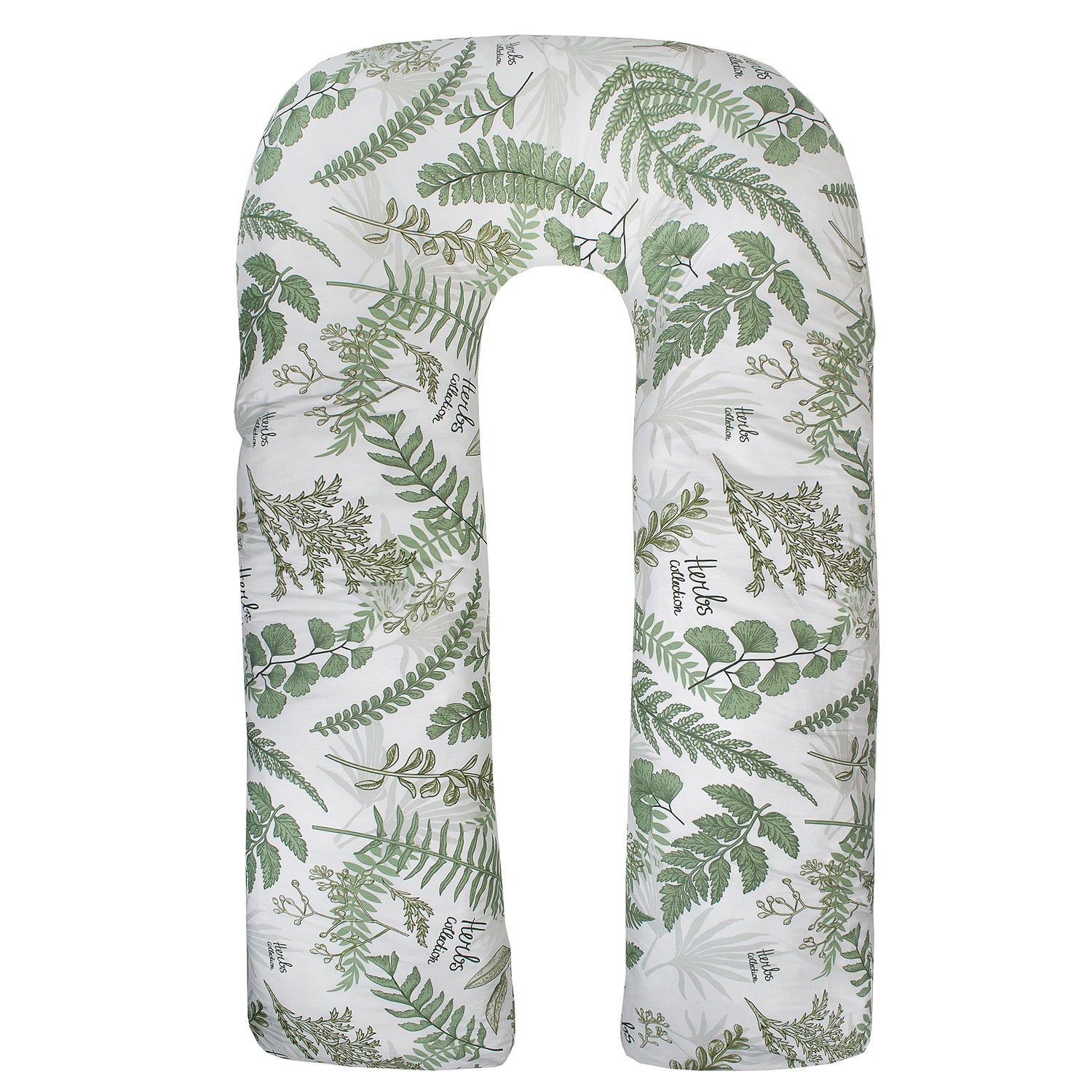 Подушка для беременных Amarobaby Mild design edition Зеленые листья U-образная Белый-Зеленый