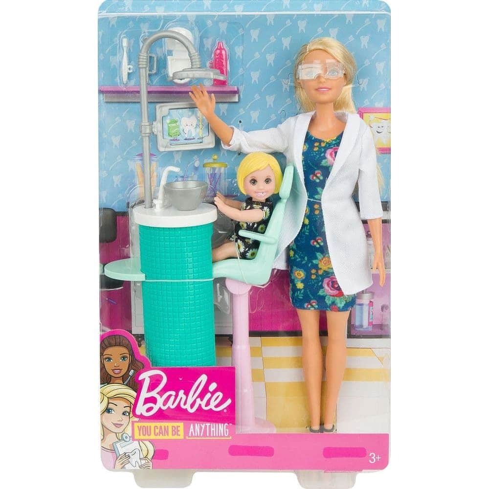 Набор кукол Barbie Кем быть? Дантист и малышка-пациент, 29 см и 10 см, FXP16