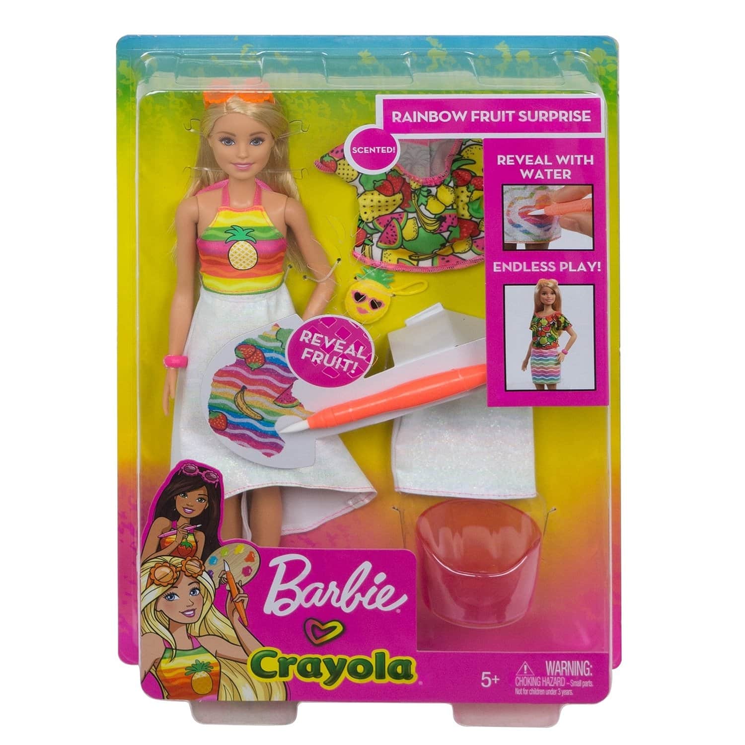 Кукла Barbie Крайола Радужный фруктовый Блондинка, 29 см, GBK18