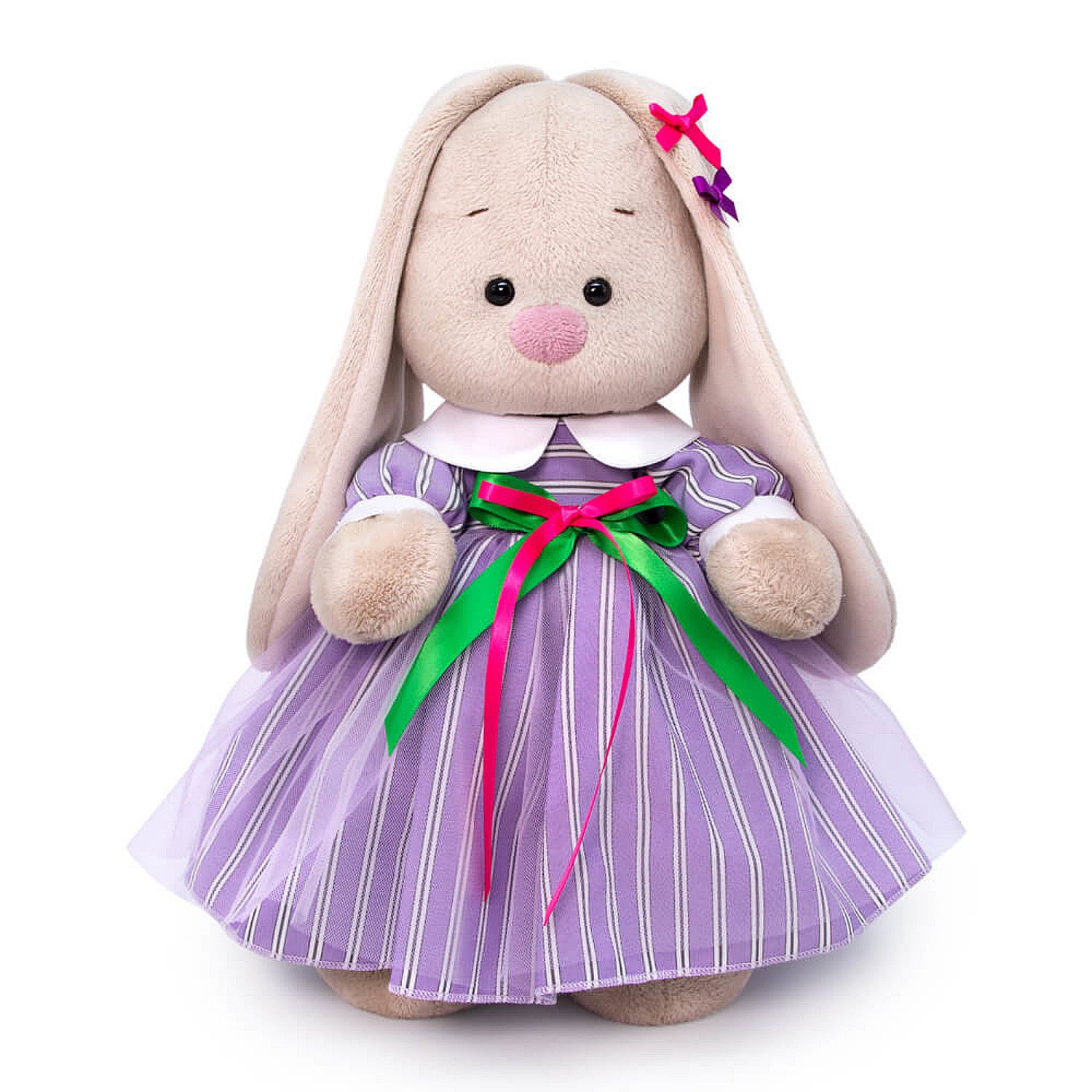 Мягкая игрушка "Зайка Ми в полосатом платье", 25 см., BUDI BASA StS-406