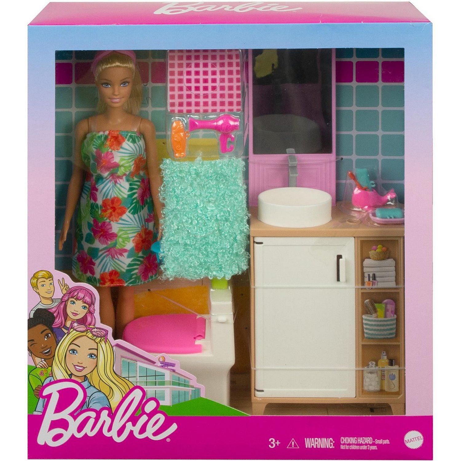 Кукла Barbie с аксессуарами В ванной комнате, GRG87
