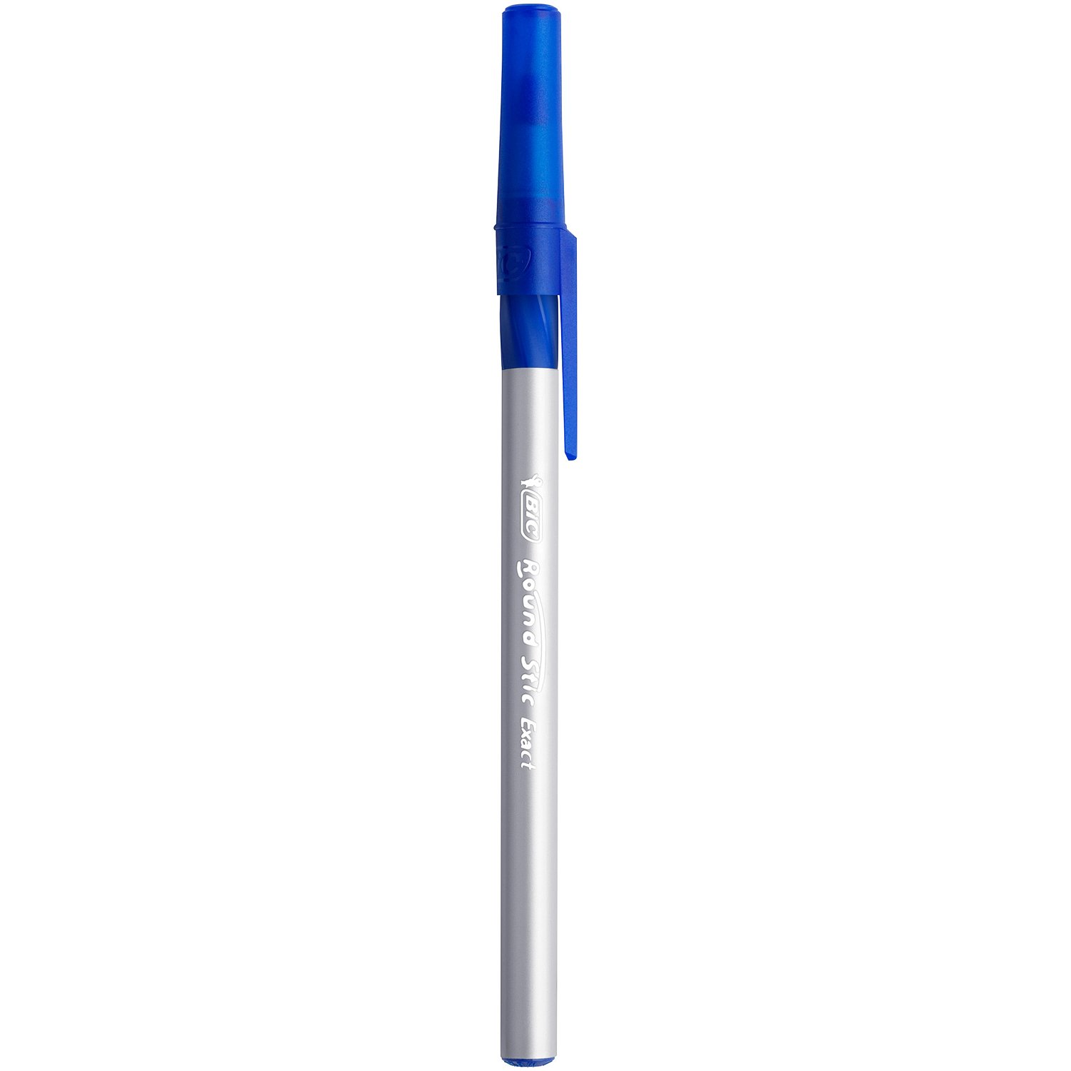 Ручка шариковая с грипом BIC "Round Stic Exact", СИНЯЯ, корпус серый, узел 0,8 мм, линия письма 0,3 мм, 918543
