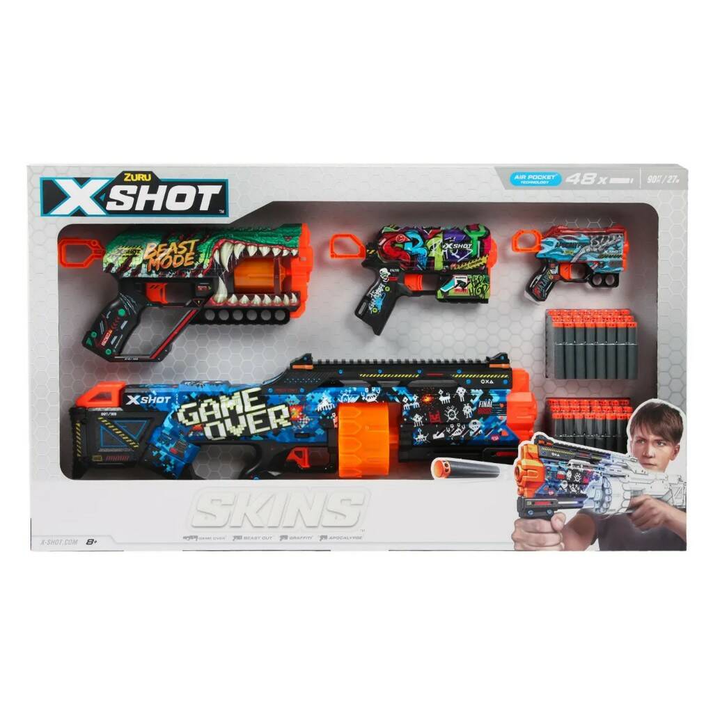 Набор игровой X-Shot Скинс Бластеры 4шт 36573